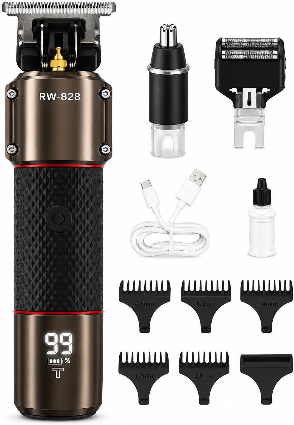 Cordless Electric Hair Clippers Trimmer For Men Barber Hair Cutting 6-Head Kit