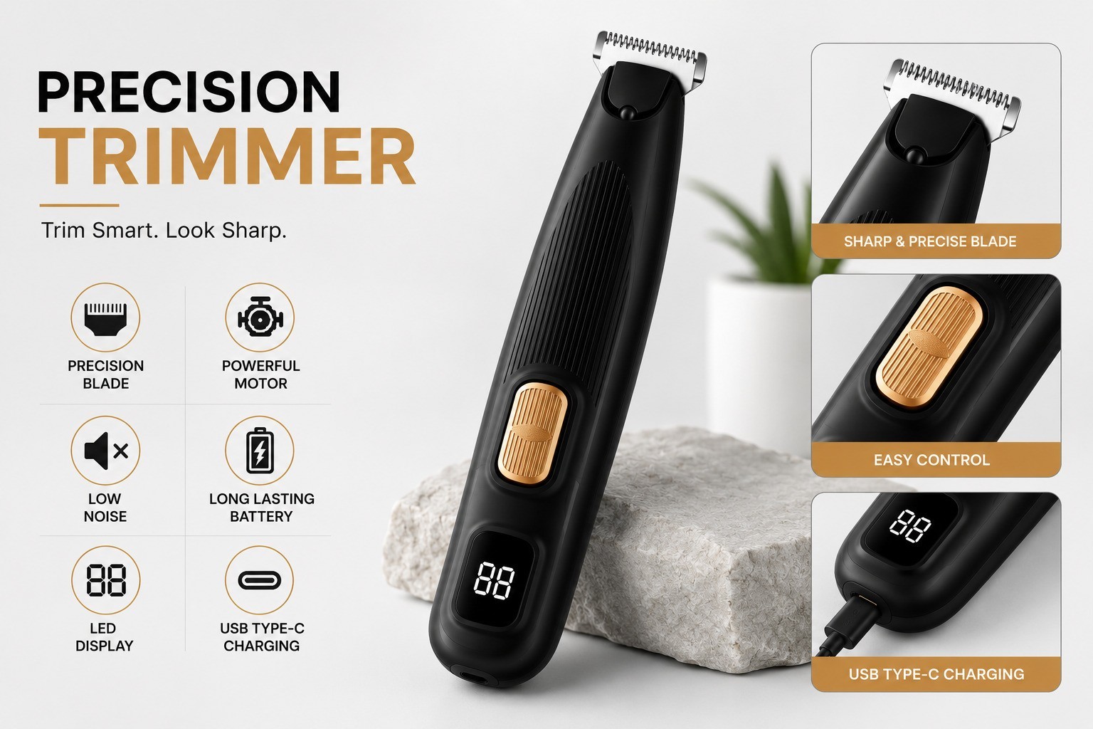 Cordless Men Hair Clipper Hair Trimmer Barber Clipper Set Professional Trimmer